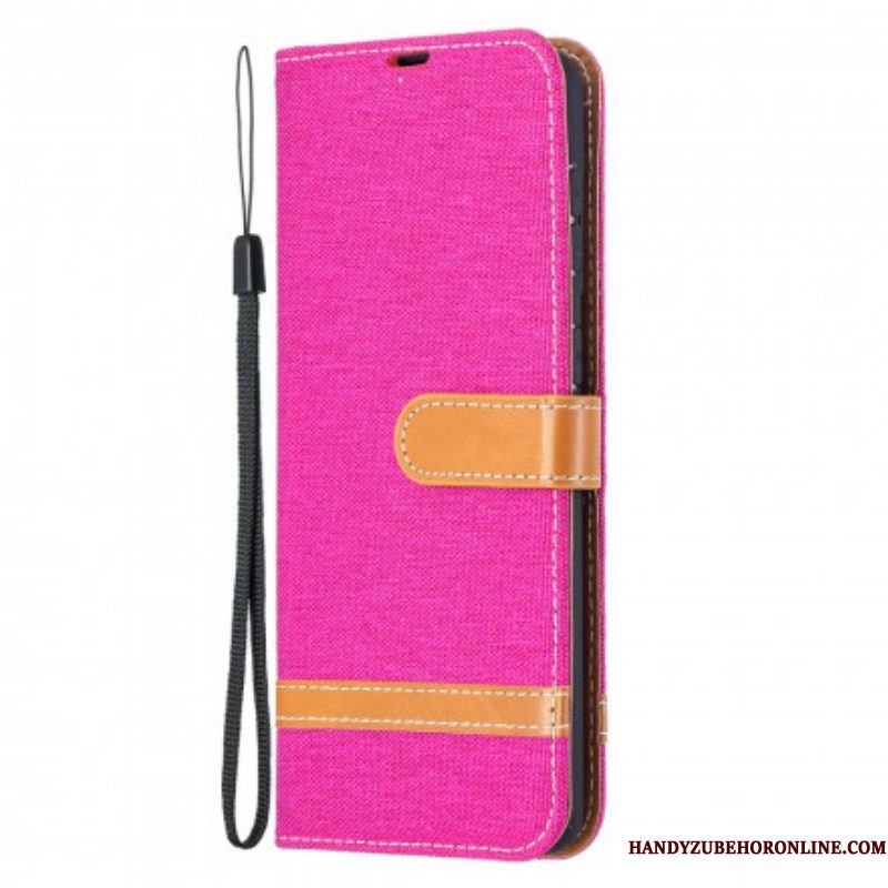 Folio-hoesje voor Samsung Galaxy S21 Plus 5G Met Ketting Band Van Stof En Leereffect