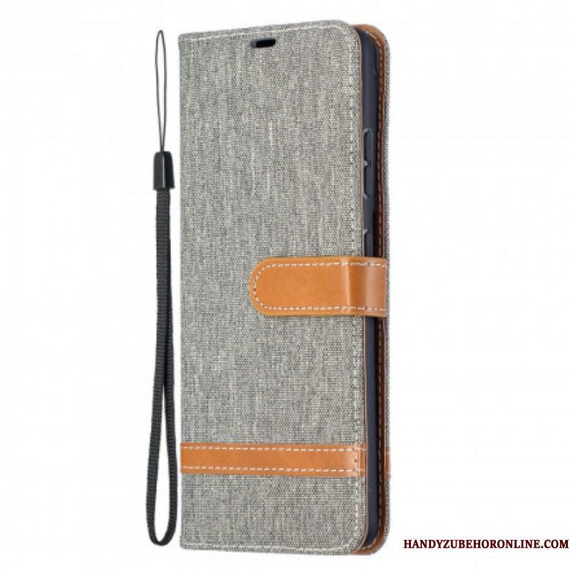 Folio-hoesje voor Samsung Galaxy S21 Ultra 5G Met Ketting Band Van Stof En Leereffect