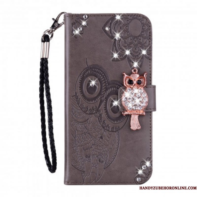 Folio-hoesje voor Samsung Galaxy S21 Ultra 5G Uil Mandala En Charme