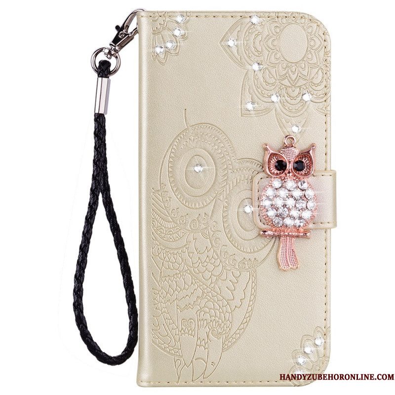 Folio-hoesje voor Samsung Galaxy S22 5G Uil Mandala En Charme