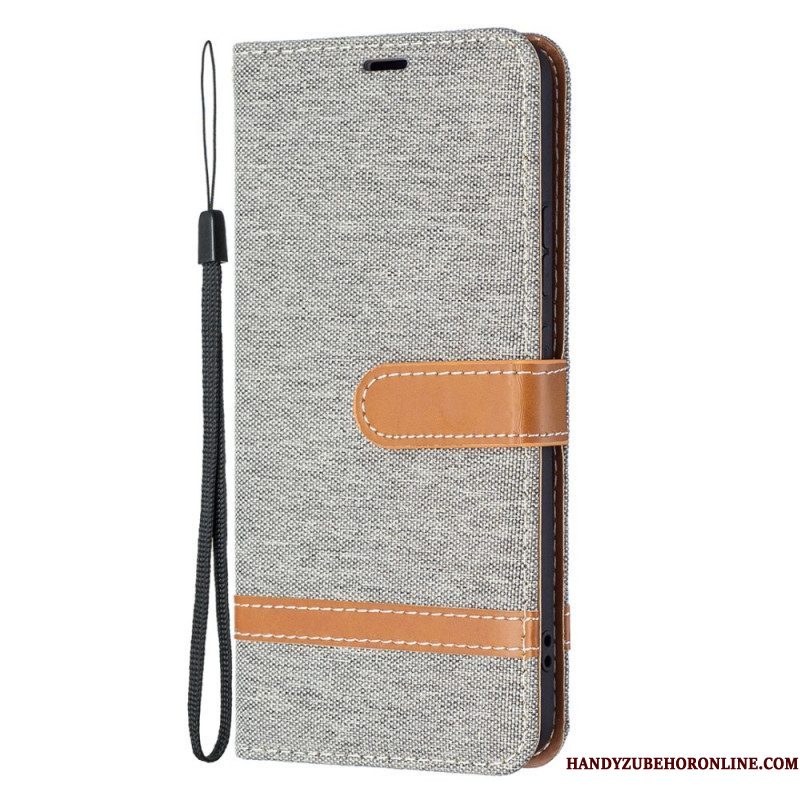 Folio-hoesje voor Samsung Galaxy S22 Plus 5G Met Ketting Band Van Stof En Leereffect