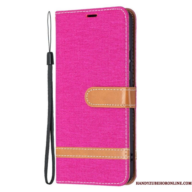 Folio-hoesje voor Samsung Galaxy S22 Plus 5G Met Ketting Band Van Stof En Leereffect