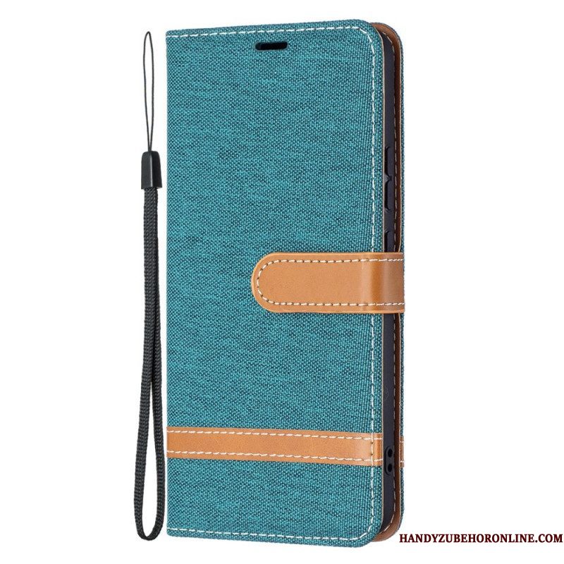 Folio-hoesje voor Samsung Galaxy S22 Plus 5G Met Ketting Band Van Stof En Leereffect