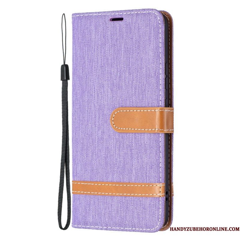 Folio-hoesje voor Samsung Galaxy S22 Plus 5G Met Ketting Band Van Stof En Leereffect