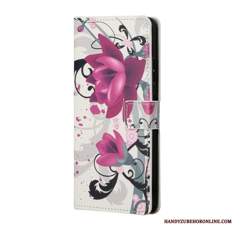 Folio-hoesje voor Samsung Galaxy S22 Plus 5G Tropische Bloemen