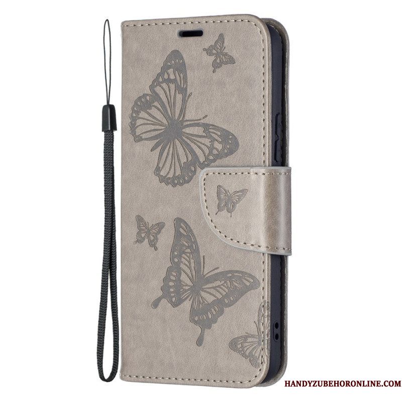 Folio-hoesje voor Samsung Galaxy S22 Plus 5G Vlinders Tijdens De Vlucht Met Lanyard