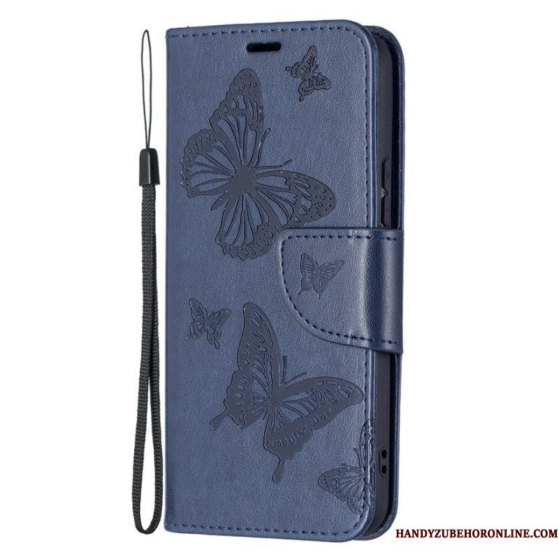 Folio-hoesje voor Samsung Galaxy S22 Plus 5G Vlinders Tijdens De Vlucht Met Lanyard