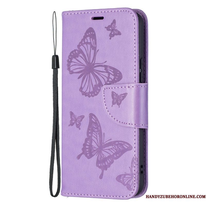 Folio-hoesje voor Samsung Galaxy S22 Plus 5G Vlinders Tijdens De Vlucht Met Lanyard