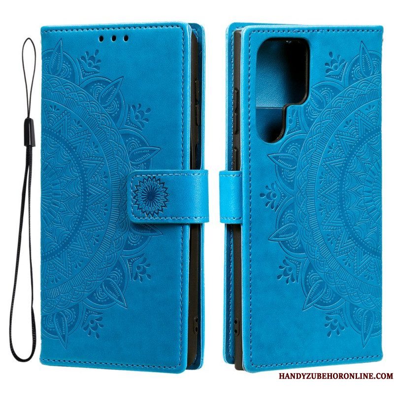 Folio-hoesje voor Samsung Galaxy S22 Ultra 5G Zon Mandala