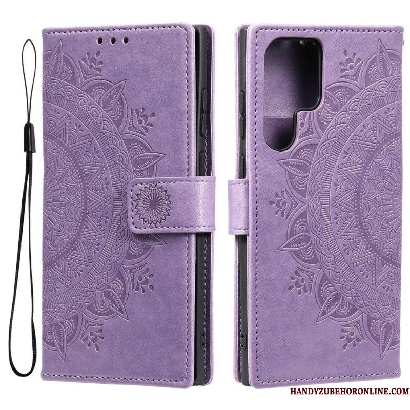 Folio-hoesje voor Samsung Galaxy S22 Ultra 5G Zon Mandala