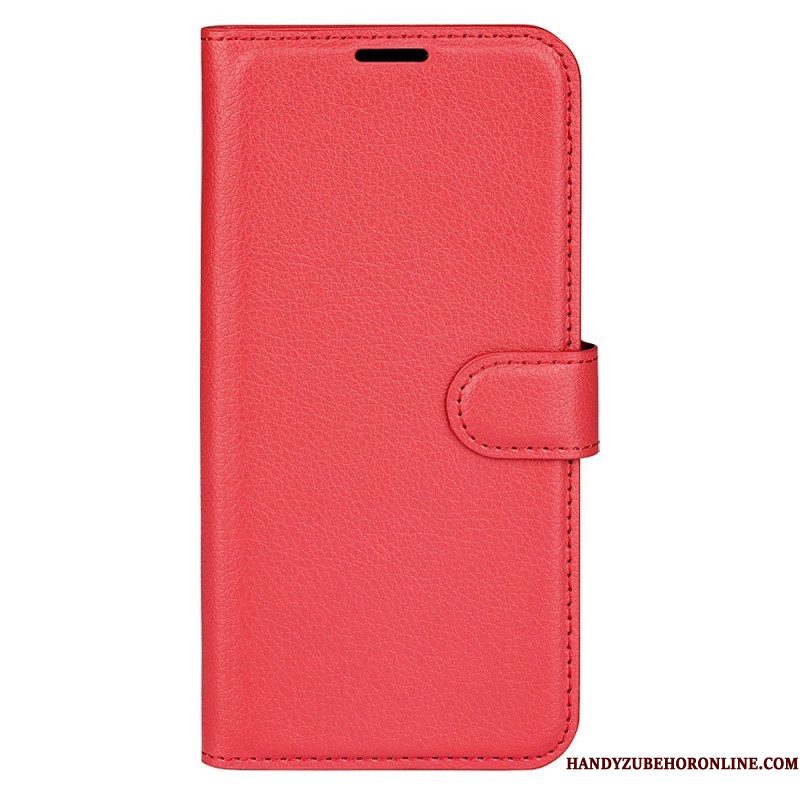 Folio-hoesje voor Samsung Galaxy S23 5G Klassiek Litchi-leereffect