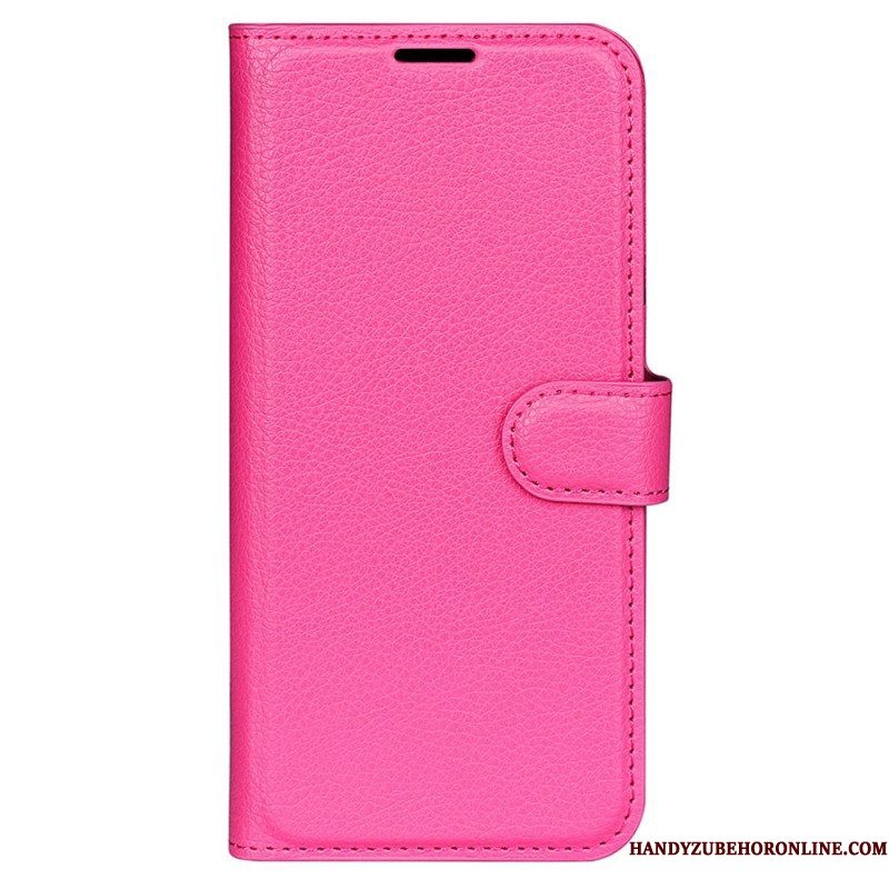 Folio-hoesje voor Samsung Galaxy S23 5G Klassiek Litchi-leereffect