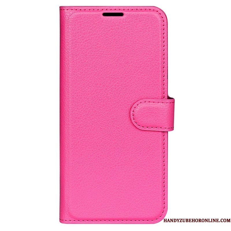 Folio-hoesje voor Samsung Galaxy S23 5G Klassiek Litchi-leereffect