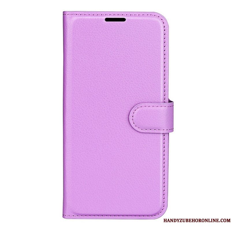 Folio-hoesje voor Samsung Galaxy S23 5G Klassiek Litchi-leereffect