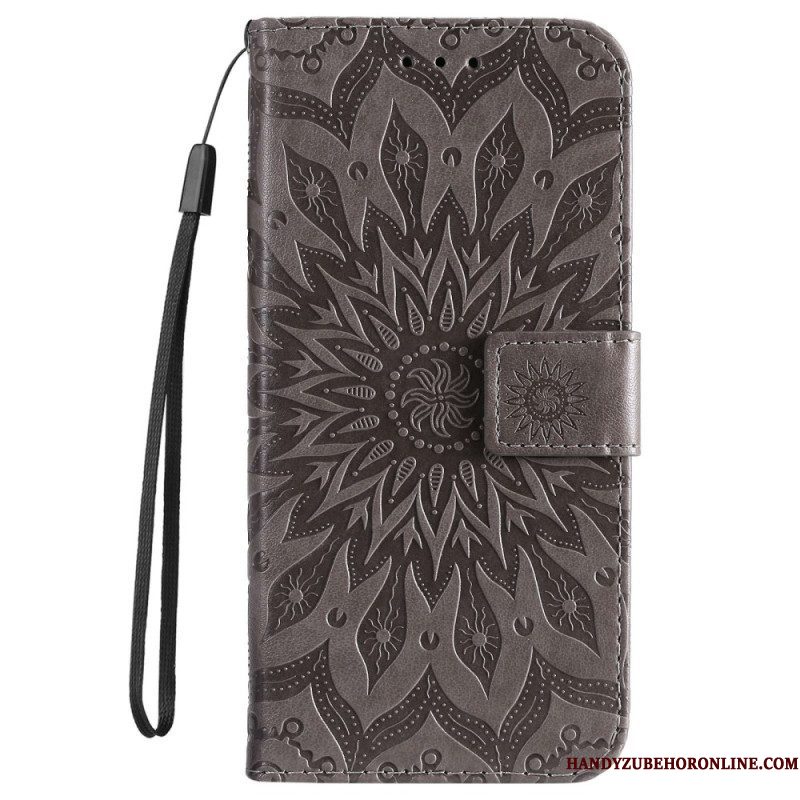 Folio-hoesje voor Samsung Galaxy S23 5G Mandala Zon Met Lanyard