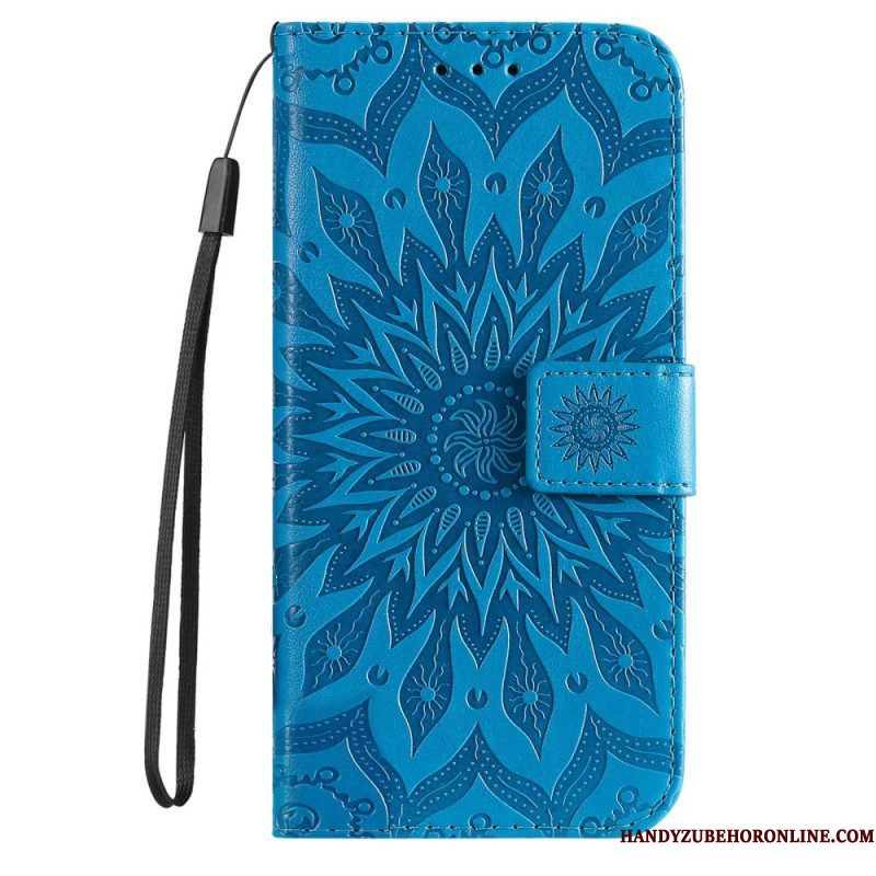 Folio-hoesje voor Samsung Galaxy S23 5G Mandala Zon Met Lanyard