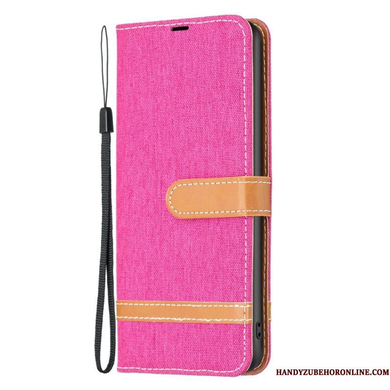 Folio-hoesje voor Samsung Galaxy S23 5G Met Ketting Band Van Stof En Leereffect