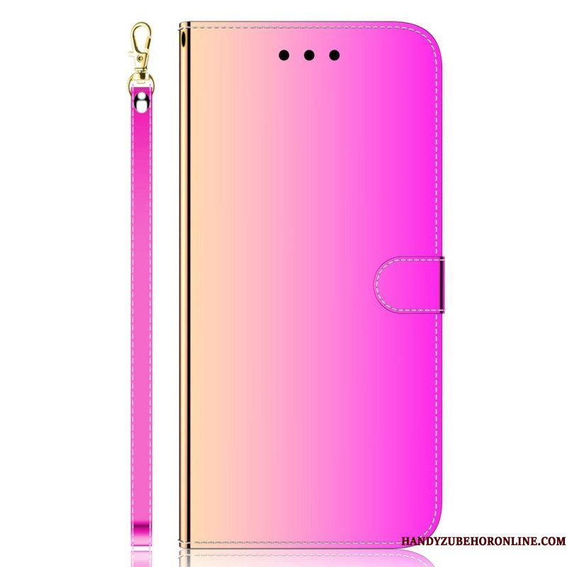 Folio-hoesje voor Samsung Galaxy S23 5G Spiegel En Lanyard