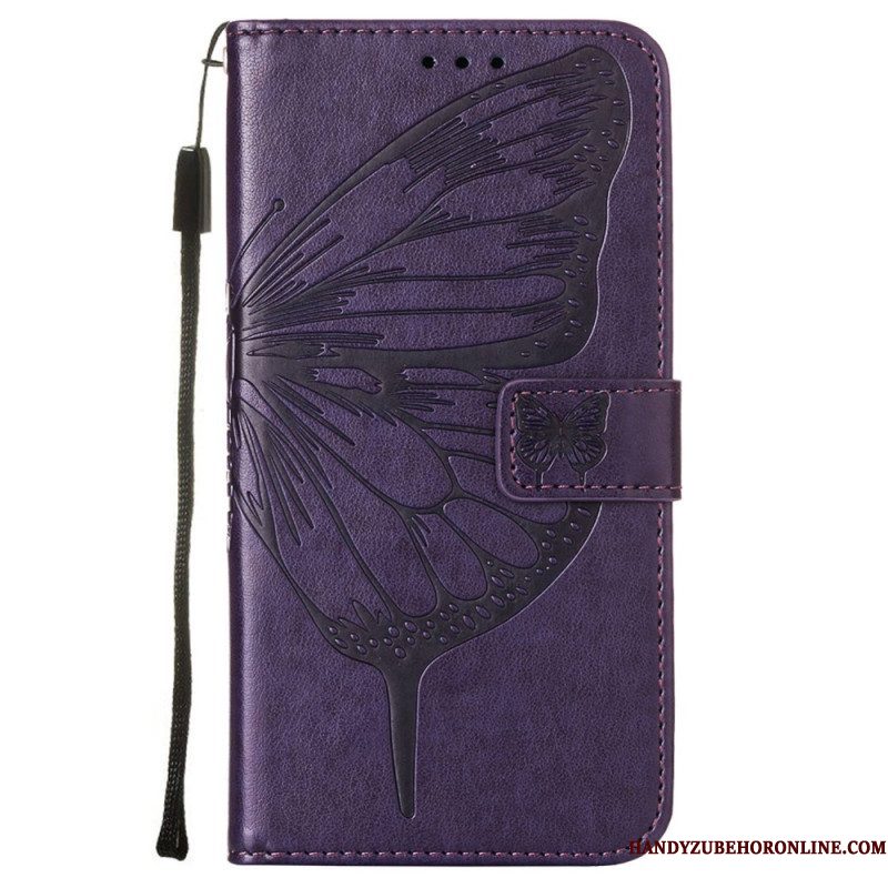 Folio-hoesje voor Samsung Galaxy S23 Plus 5G Met Ketting Barokke Strappy Vlinder