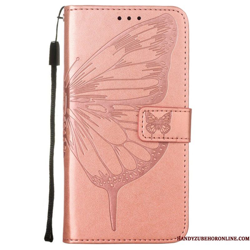 Folio-hoesje voor Samsung Galaxy S23 Plus 5G Met Ketting Barokke Strappy Vlinder