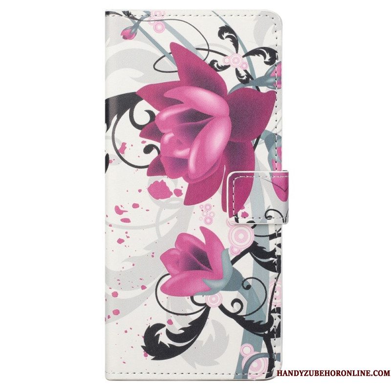 Folio-hoesje voor Samsung Galaxy S23 Plus 5G Tropische Bloemen