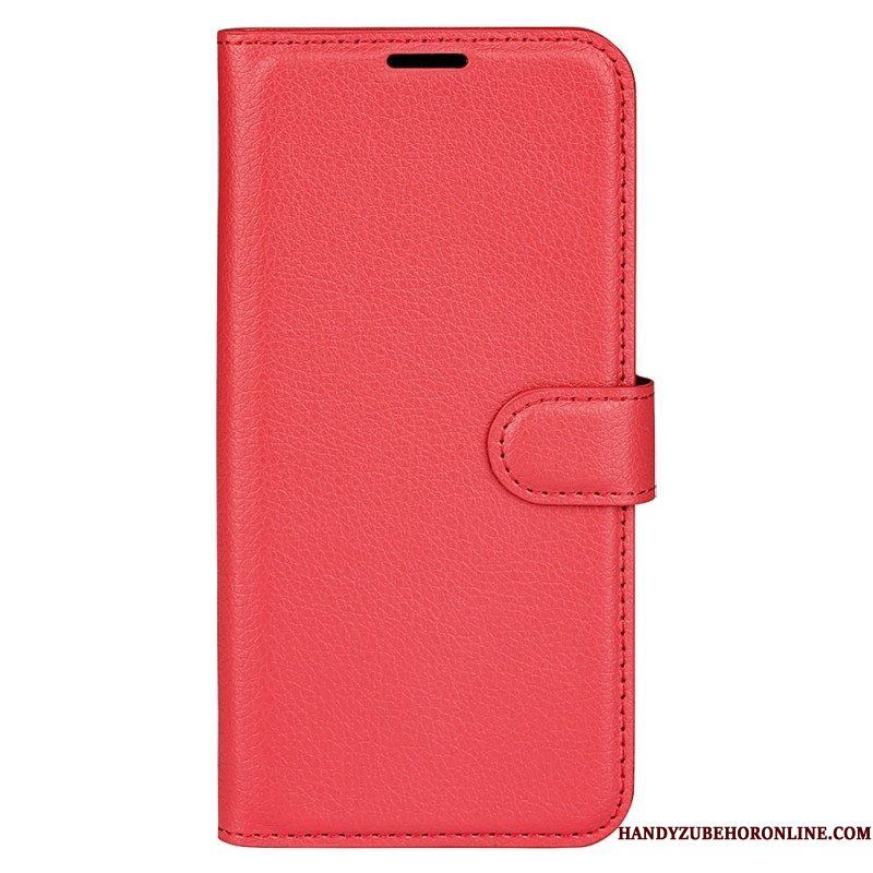 Folio-hoesje voor Samsung Galaxy S23 Ultra 5G Klassiek Litchi-leereffect