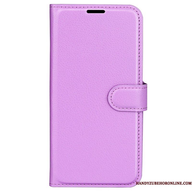 Folio-hoesje voor Samsung Galaxy S23 Ultra 5G Klassiek Litchi-leereffect