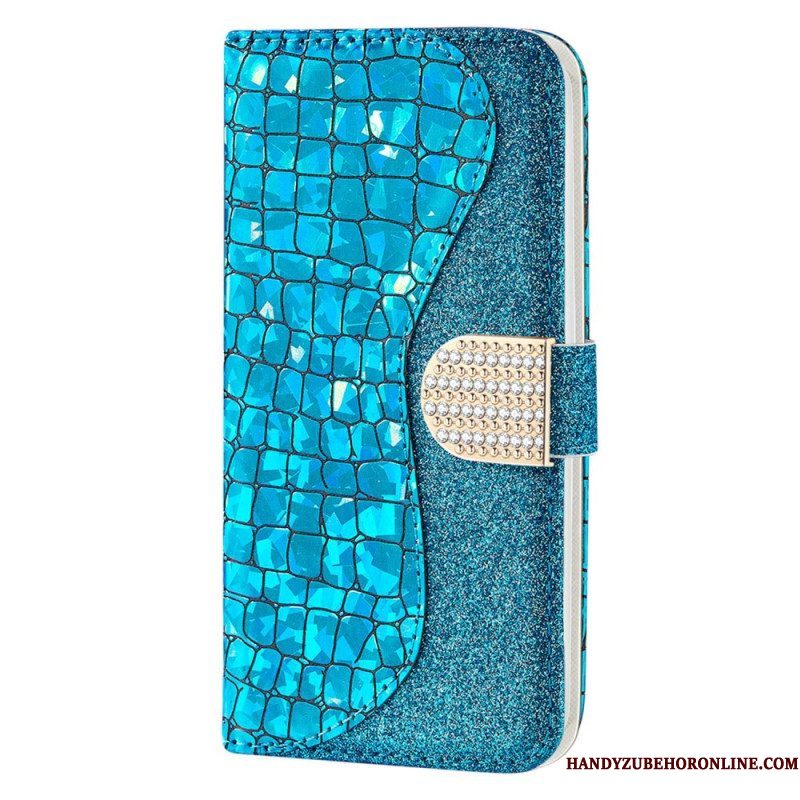 Folio-hoesje voor Samsung Galaxy S23 Ultra 5G Krokodil Diamanten