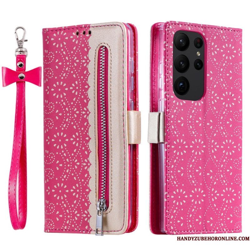 Folio-hoesje voor Samsung Galaxy S23 Ultra 5G Met Ketting Portemonnee Met Kanten Riem