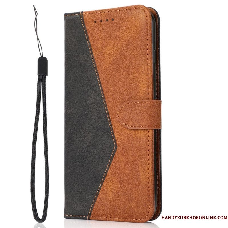 Folio-hoesje voor Samsung Galaxy S23 Ultra 5G Met Ketting Tweekleurige Riem