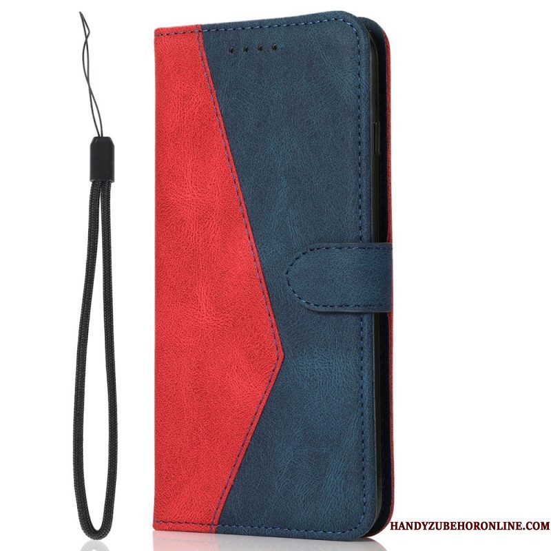 Folio-hoesje voor Samsung Galaxy S23 Ultra 5G Met Ketting Tweekleurige Riem