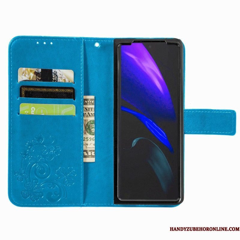 Folio-hoesje voor Samsung Galaxy Z Fold 4 Klaverblaadjes Patroon Met Riem