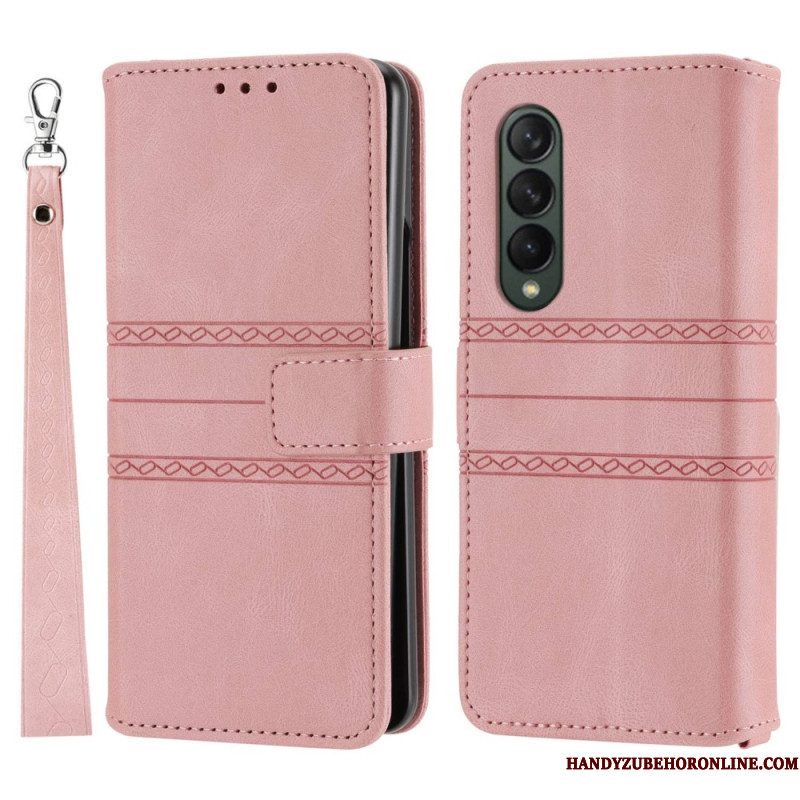 Folio-hoesje voor Samsung Galaxy Z Fold 4 Riempatroon Van Imitatieleer