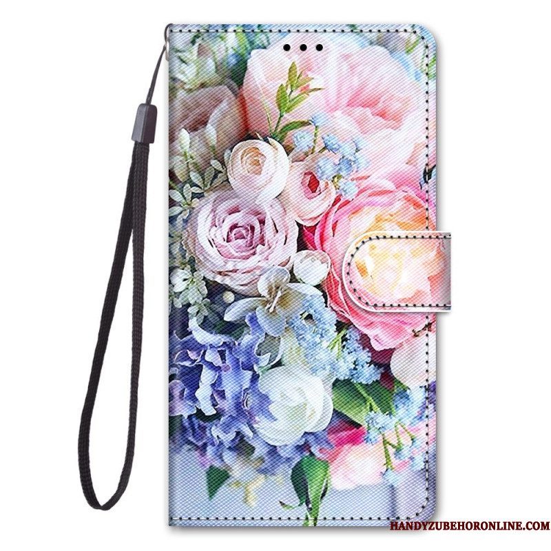 Folio-hoesje voor Sony Xperia 1 IV Bloemen Met Riem