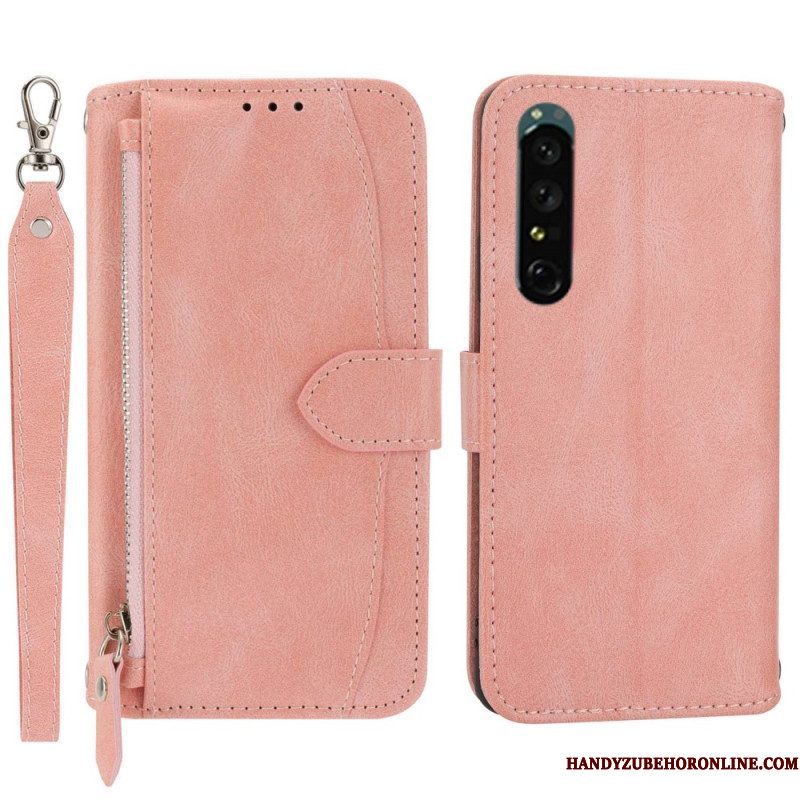 Folio-hoesje voor Sony Xperia 1 IV Portemonnee Leren Portemonnee Met Lanyard En Schouderriem