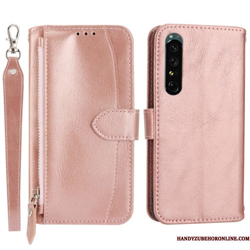 Folio-hoesje voor Sony Xperia 1 IV Portemonnee Leren Portemonnee Met Lanyard En Schouderriem