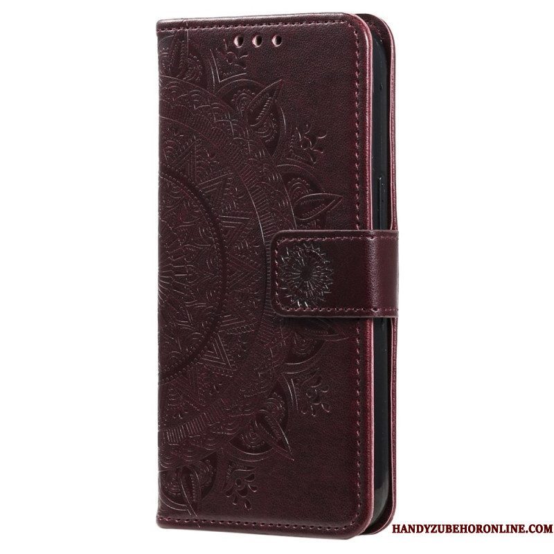 Folio-hoesje voor Sony Xperia 5 IV Met Ketting Strappy Zon Mandala