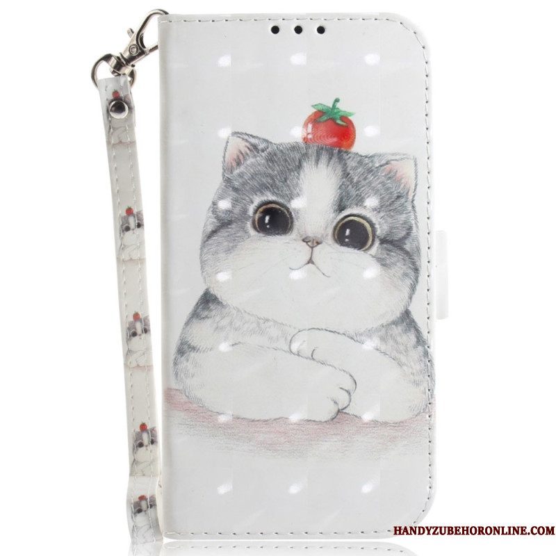 Folio-hoesje voor Xiaomi 12 / 12X Met Ketting String Grafische Kat