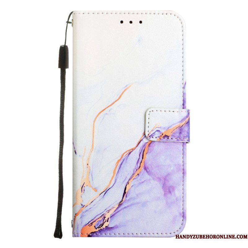Folio-hoesje voor Xiaomi 12 Lite Met Ketting Marmer Strippen