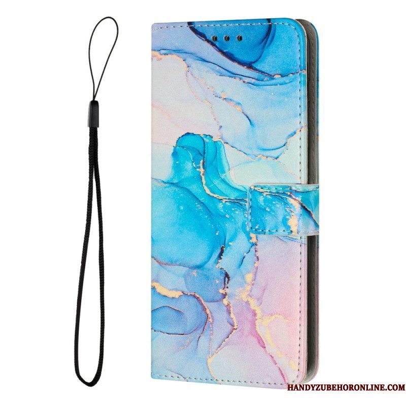 Folio-hoesje voor Xiaomi 12 Lite Met Ketting Marmer Strippen