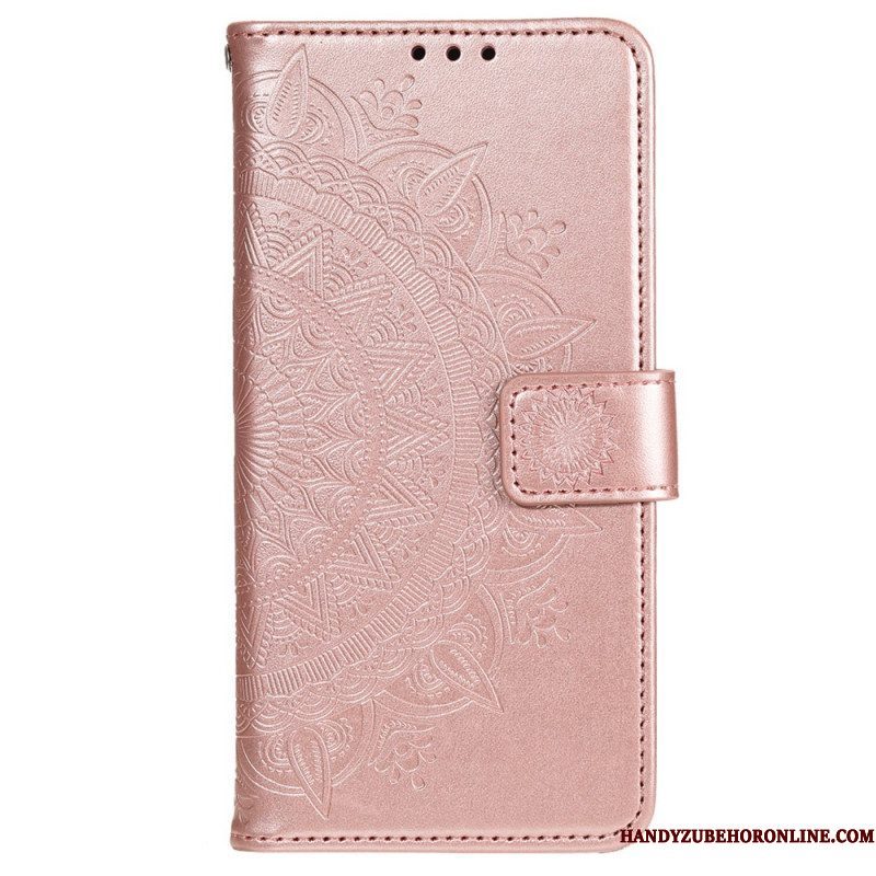 Folio-hoesje voor Xiaomi 12 Pro Met Ketting Strappy Zon Mandala