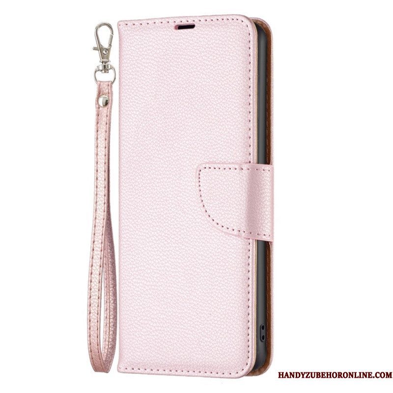 Folio-hoesje voor Xiaomi 12T / 12T Pro Met Ketting Strappy Litchi Lederen Stijl