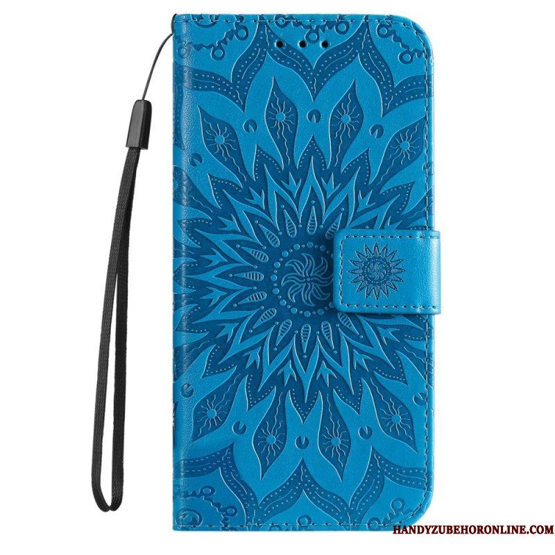 Folio-hoesje voor Xiaomi 12T / 12T Pro Met Ketting Strappy Zon Mandala