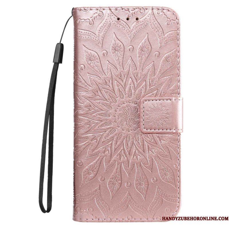 Folio-hoesje voor Xiaomi 12T / 12T Pro Met Ketting Strappy Zon Mandala