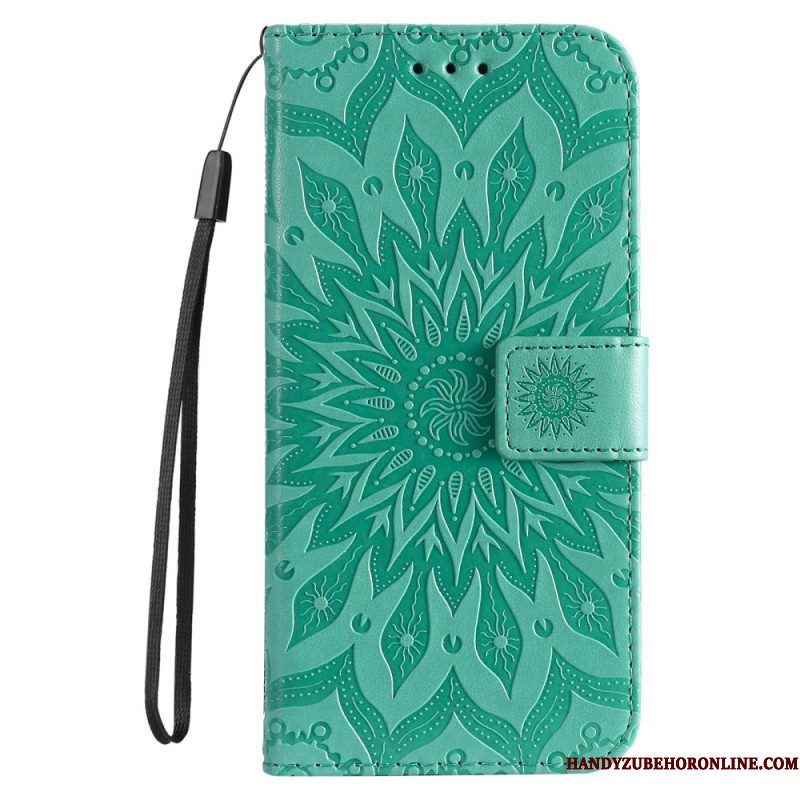 Folio-hoesje voor Xiaomi 12T / 12T Pro Met Ketting Strappy Zon Mandala