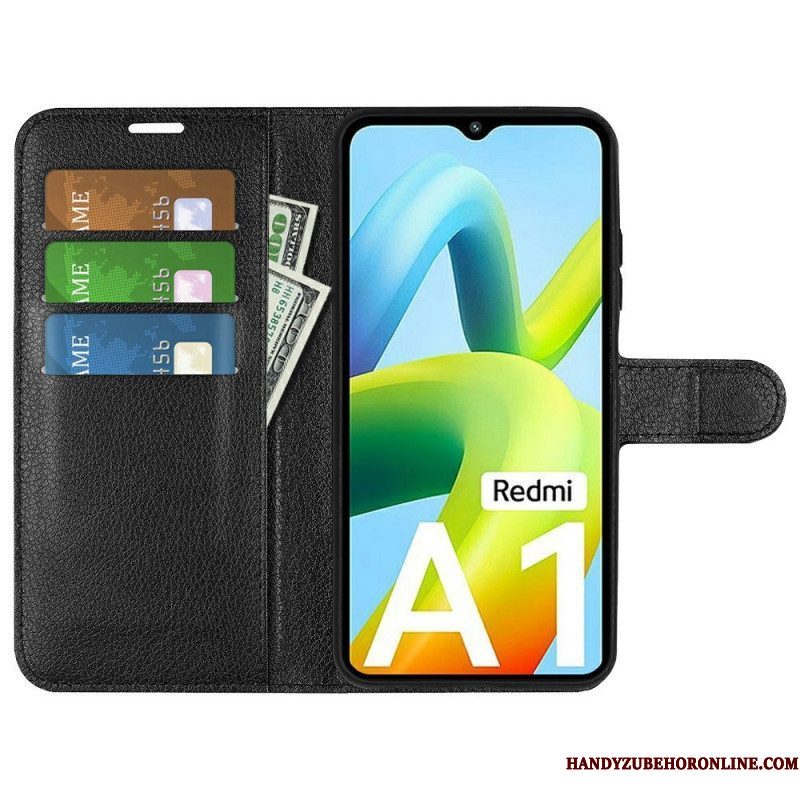 Folio-hoesje voor Xiaomi Redmi A1 Klassiek Litchi-leereffect