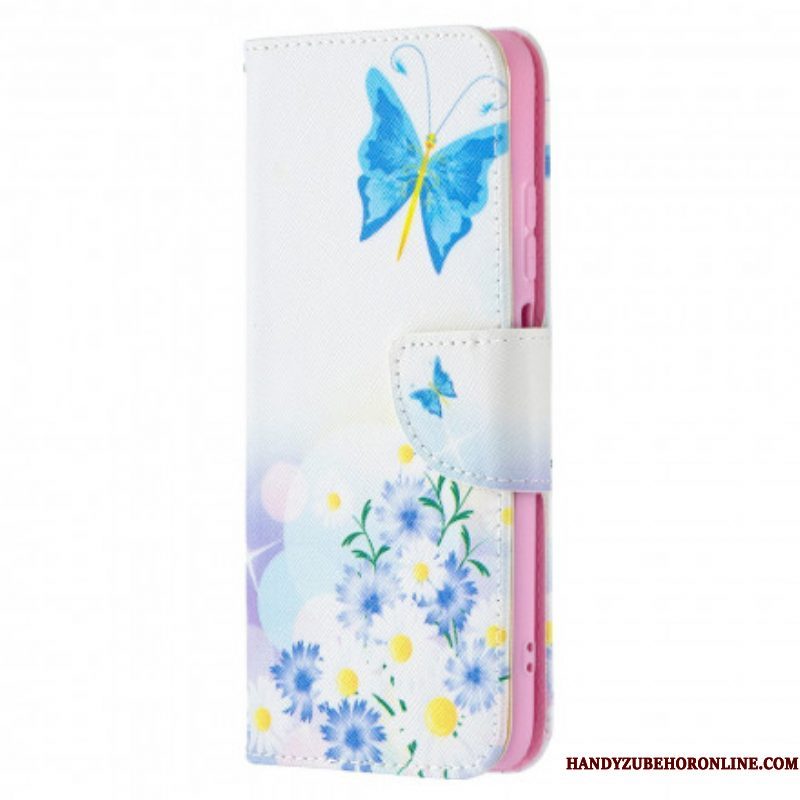 Folio-hoesje voor Xiaomi Redmi Note 10 / 10S Geschilderde Vlinders En Bloemen