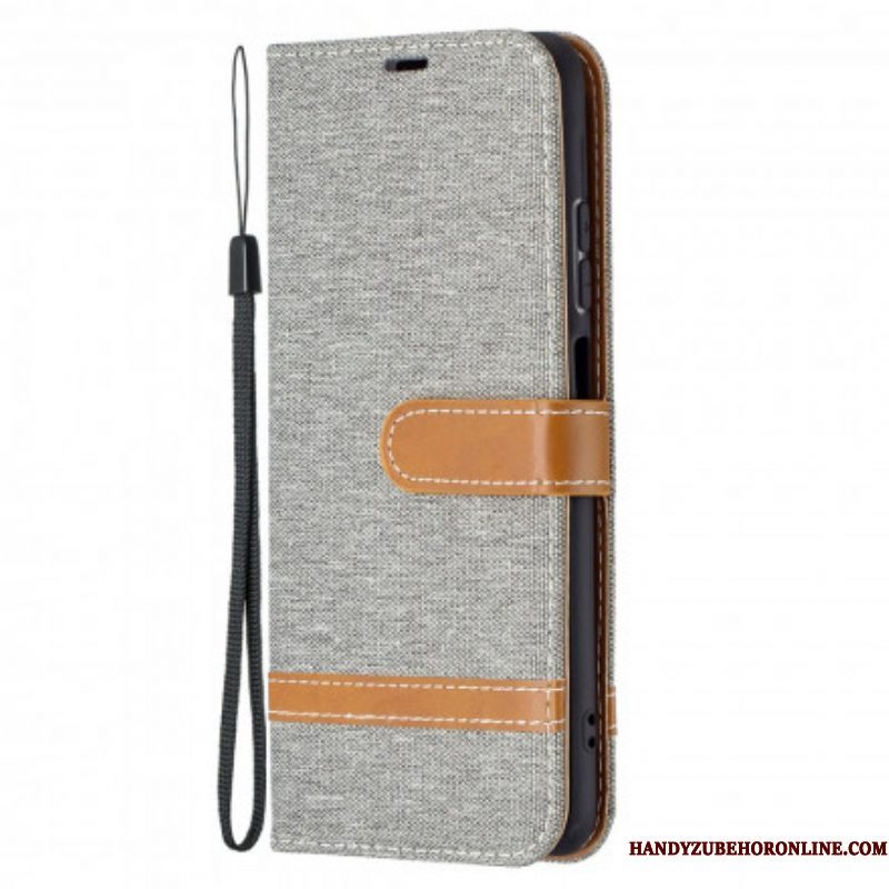 Folio-hoesje voor Xiaomi Redmi Note 10 / 10S Met Ketting Band Van Stof En Leereffect