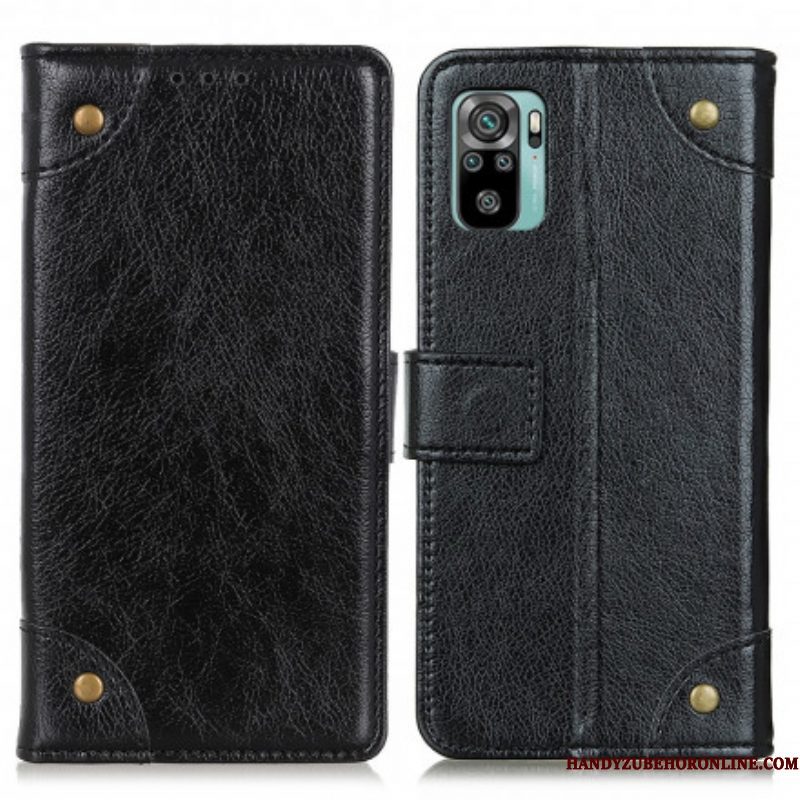 Folio-hoesje voor Xiaomi Redmi Note 10 / 10S Stijl Nappa Lederen Vintage Klinknagels