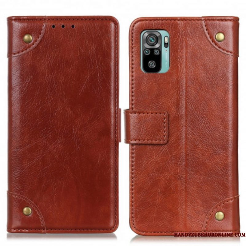 Folio-hoesje voor Xiaomi Redmi Note 10 / 10S Stijl Nappa Lederen Vintage Klinknagels